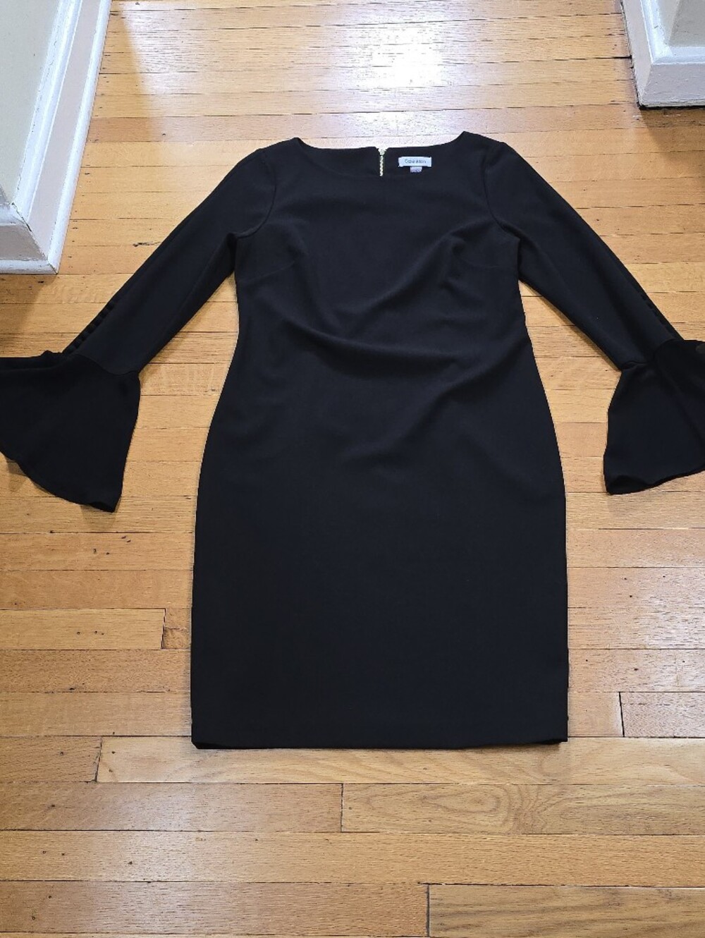 Calvin Klein, Bell Sleeve Sheath Dress, Black, EUC, Women's 12P